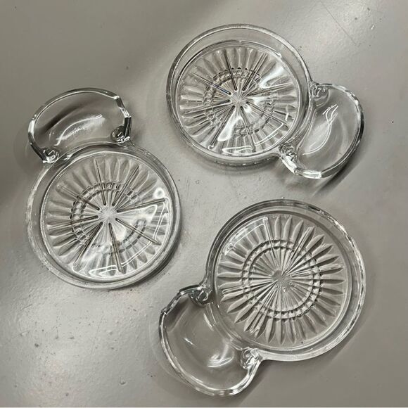 Vintage MCM Sip N Smoke Glass Coaster Ashtray Combo Set of 3 mid century modern - Picture 3 of 9